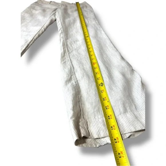 Banana Republic Elegant Cream Pinstripe Straight Flare Leg Size 4 Linen Trousers - Picture 3 of 13